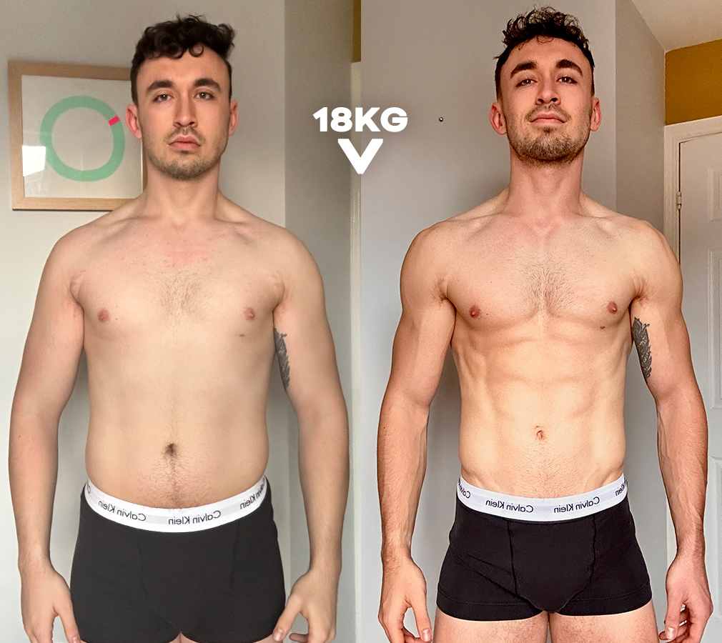 Client transformation, male, physique, weight loss